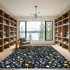 Abstract Terrazzo Stone Confetti Black Rug