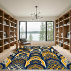 Ornate Golden Arched Midnight Indigo Mosaic Rug