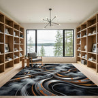 Industrial Metallic Swirl Abstract Flow Rug