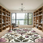 Muted Floral Botanical Arrangement Rug