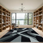 Monochrome Abstract Geometric Intersecting Lines Rug
