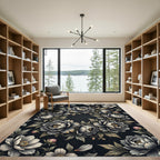 Monochromatic Floral Garland Arrangement Rug