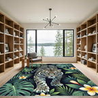 Majestic Tiger Tropical Jungle Floral Rug