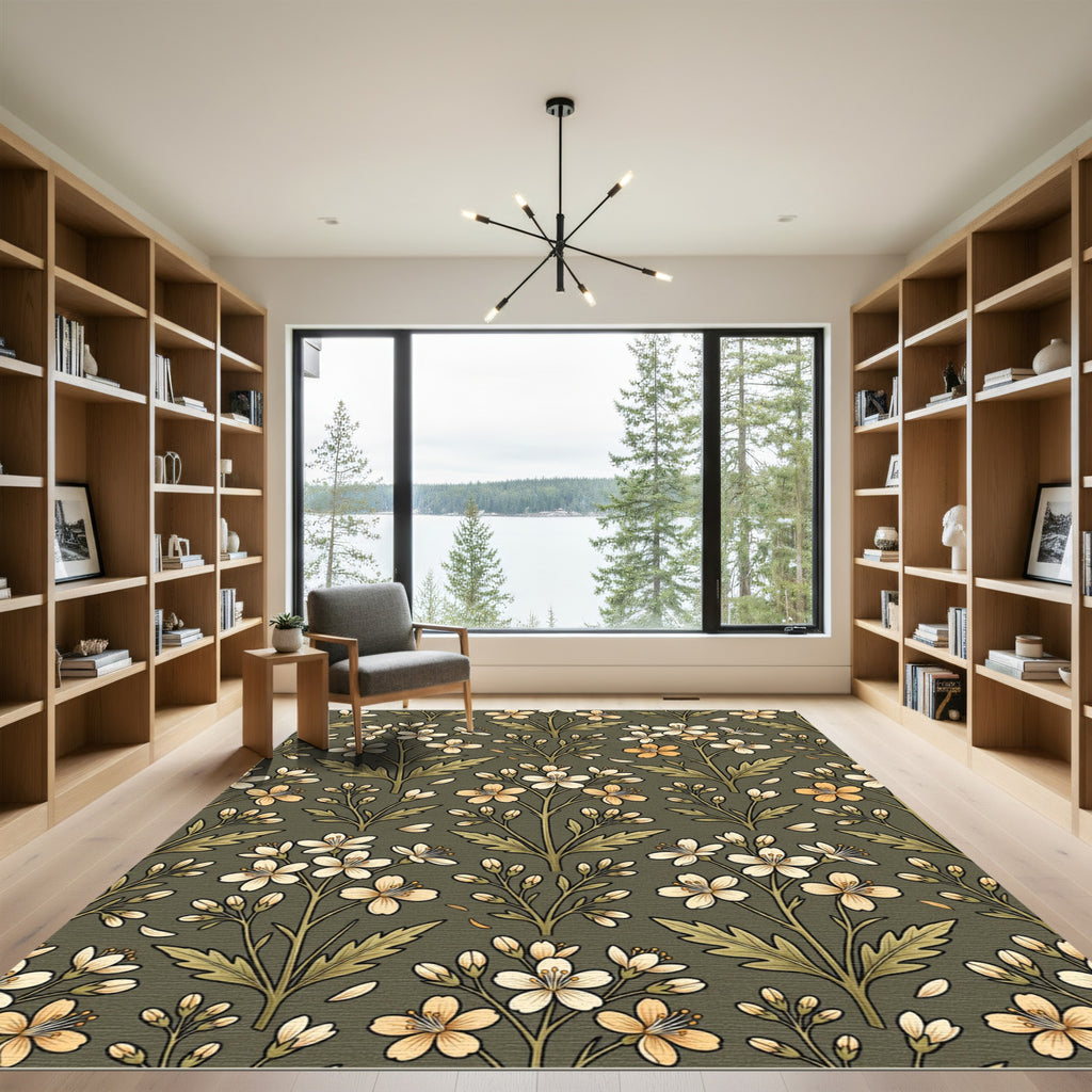 Botanical Cream Flower Arrangement Rug