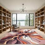 Abstract Fluid Terracotta Brown Swirl Rug