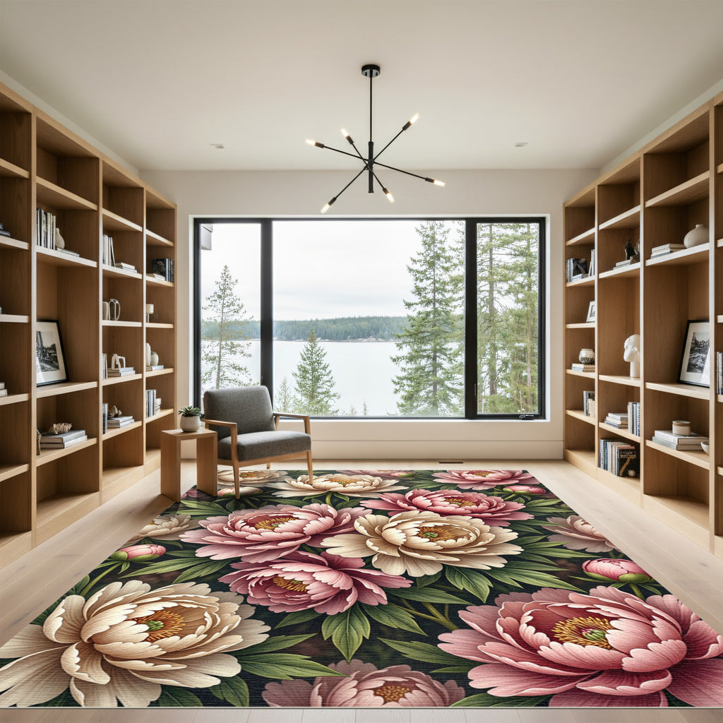 Blushing Peony Botanical Garden Arrangement Rug
