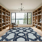 Geometric Navy and Slate Arched Interlace Rug