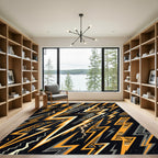 Orange Yellow Lightning Geometric Abstract Rug