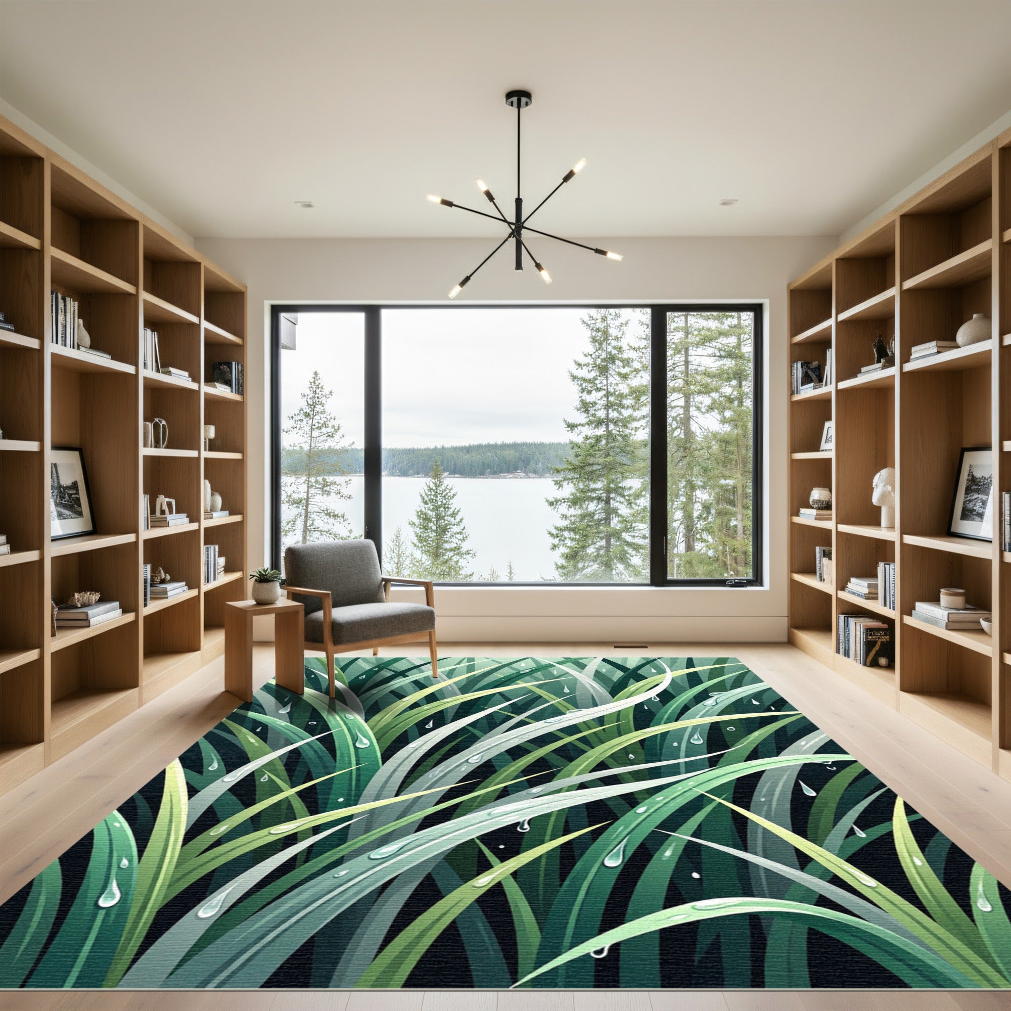 Lush Emerald Rain Kissed Grass Rug