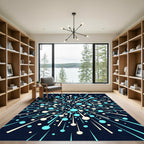 Explosion Bright Circles Teal Yellow Rug