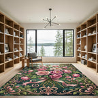 Elegant Pink Rose Floral Vintage Bouquet Rug