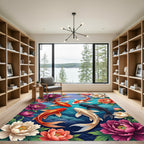 Vibrant Koi Fish Peony Garden Art Rug