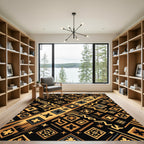 Gold and Black Geometric Tribal Rug