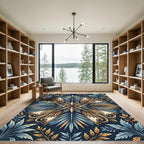 Golden Botanical Navy Starburst Floral Rug