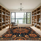 Celestial Sun Moon Paisley Sunburst Rug
