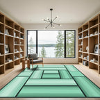 Shaded Teal Stripe Geometric Blocks Rug