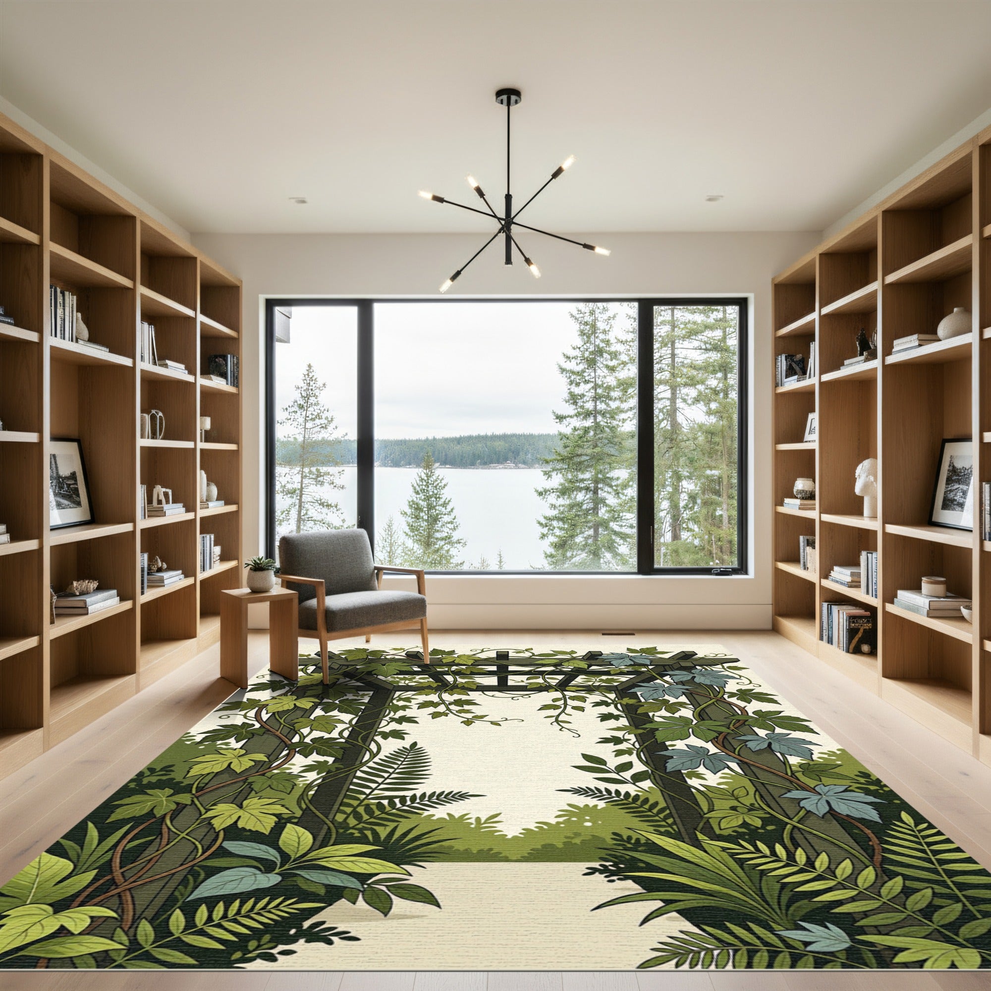 Lush Green Botanical Garden Pergola Rug