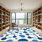 Navy Blue Connected Dots Abstract Rug
