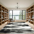 Monochrome Ink Brush Strokes Rug