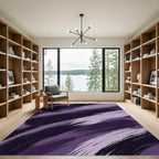 Deep Plum Abstract Brushstroke Movement Rug