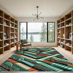 Abstract Architectural Staircase Tribal Rug