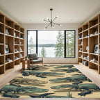 Earthy Green Alligator Reptile Texture Rug