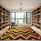Gold Bronze Chevron Zigzag Texture Rug