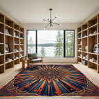 Orange Blue Radiant Sun Mandala Rug