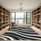 Monochrome Wavy Stripe Flow Rug