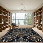 Dark Gold Arabesque Quatrefoil Rug