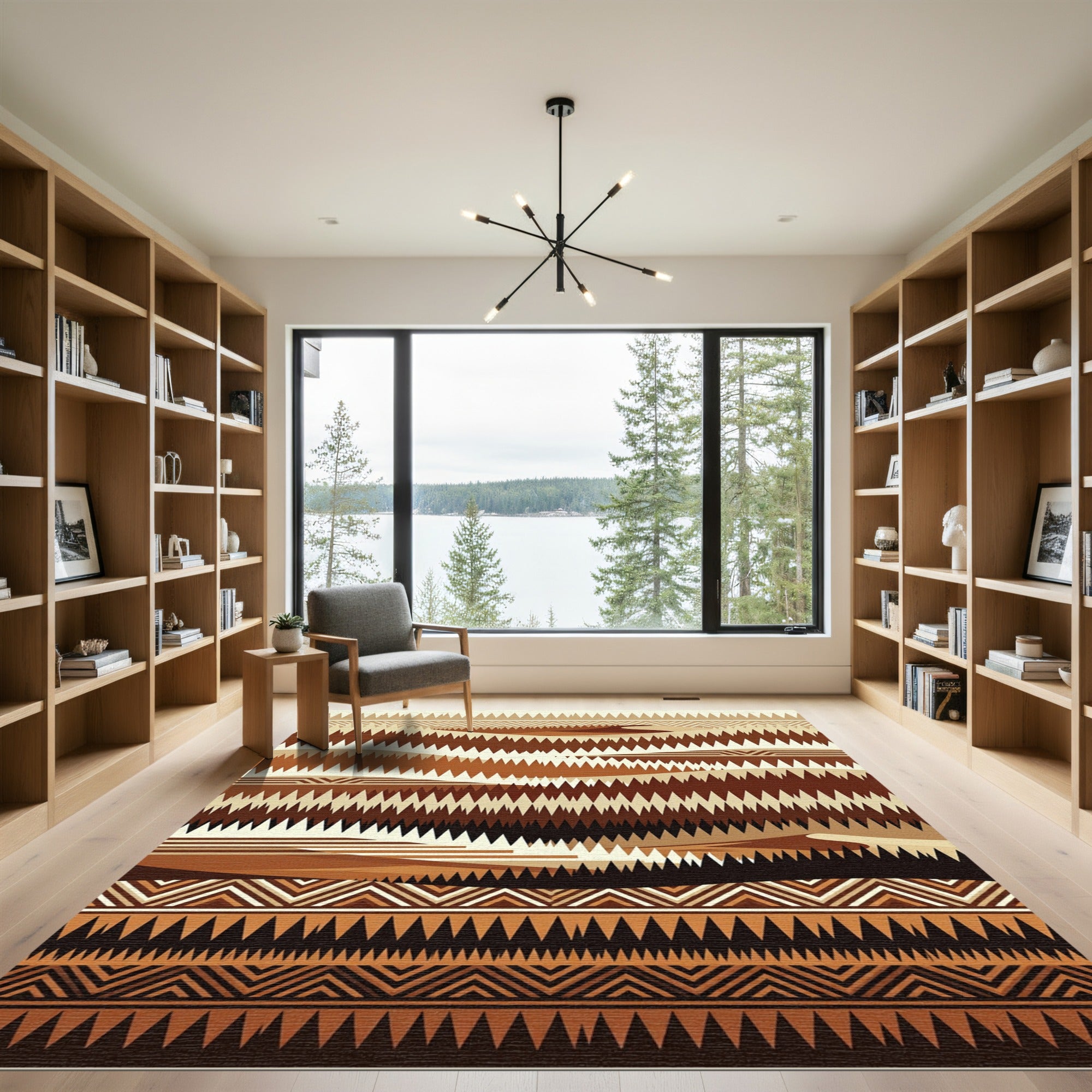 Earth Tones Desert Landscape Peaks Rug