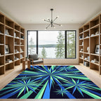 Radiant Blue Green Geometric Starburst Rug