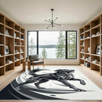 Dynamic Monochrome Running Dog Illustration Rug