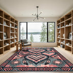 Tribal Heart Ikat Arrows Coral Gray Rug