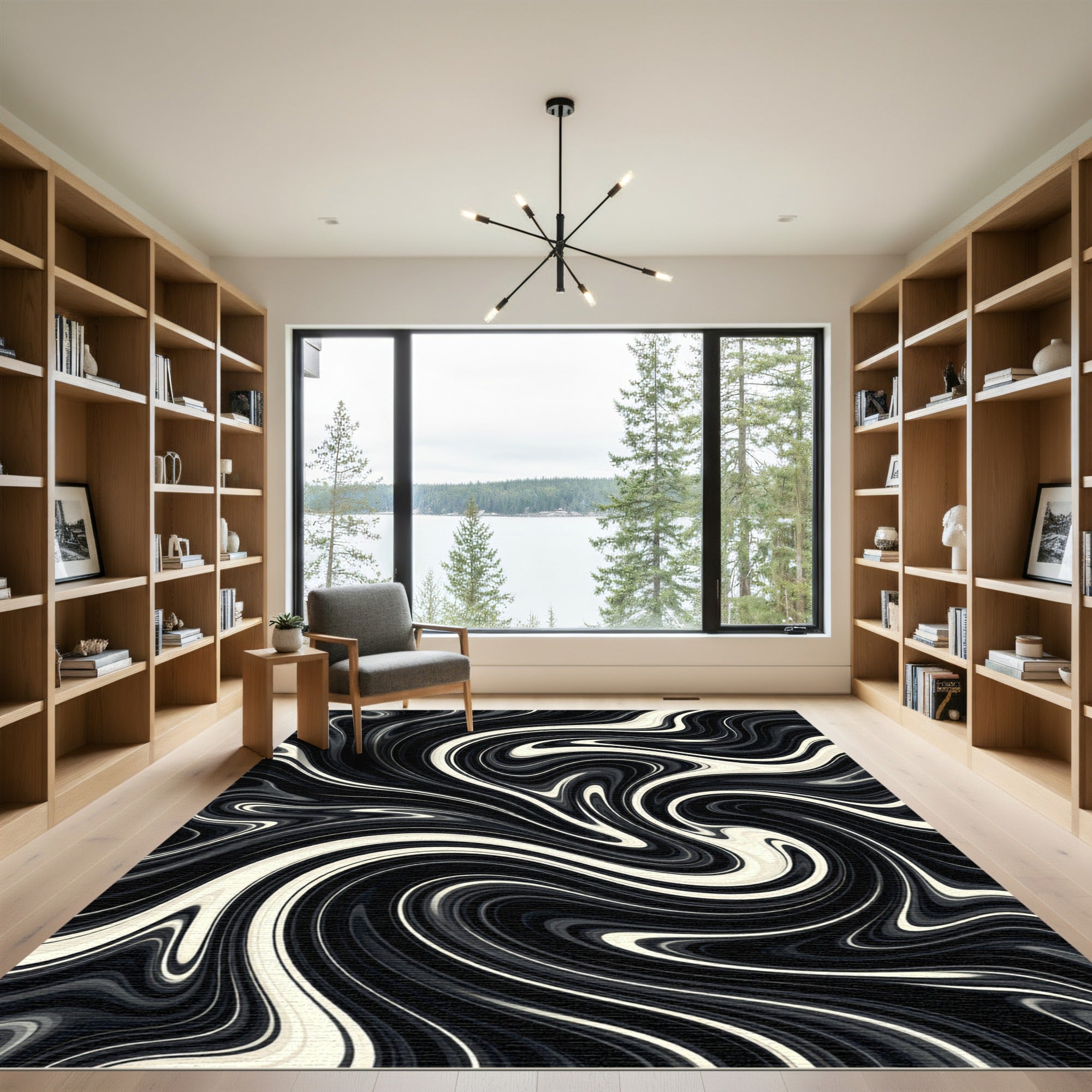 Monochromatic Swirl Flow Rug