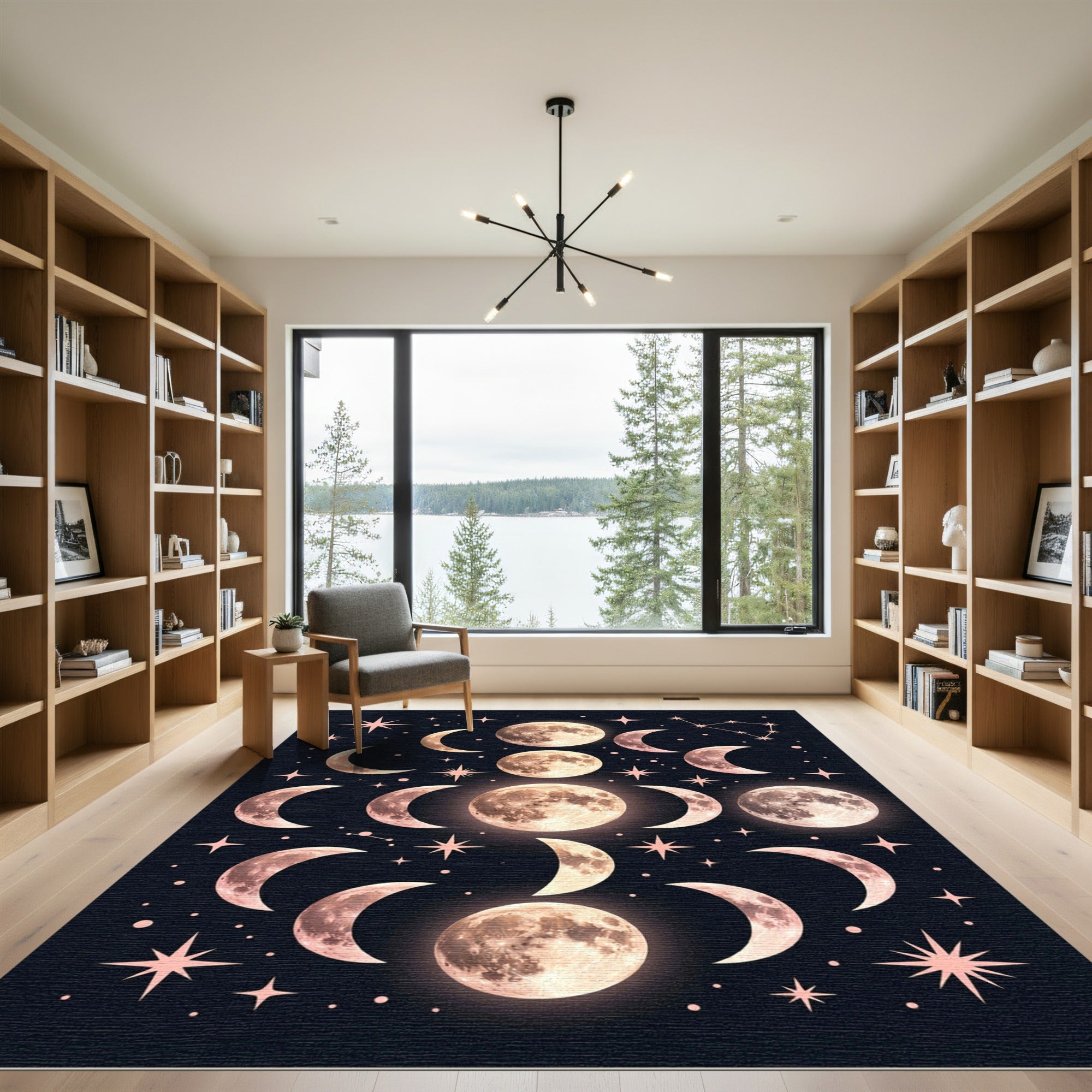 Celestial Moon Phases And Stars Rug