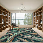 Abstract Driftwood Forest Mint Sage Green Rug