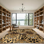 Golden Leopard Portrait Animal Texture Rug