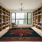 Fiery Orange Eight Pointed Star Mandala Rug