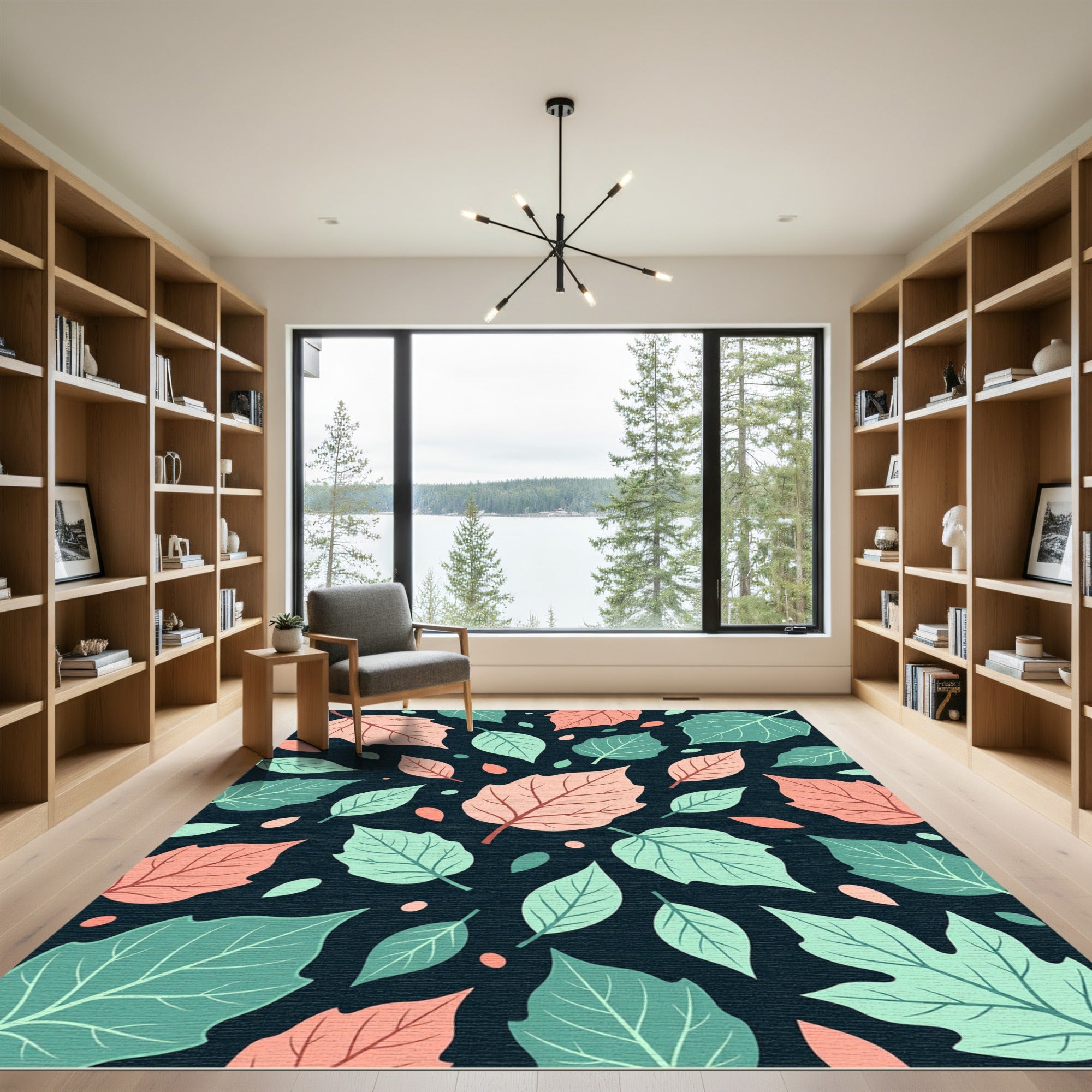 Botanical Sage and Peach Leaf Meadow Rug