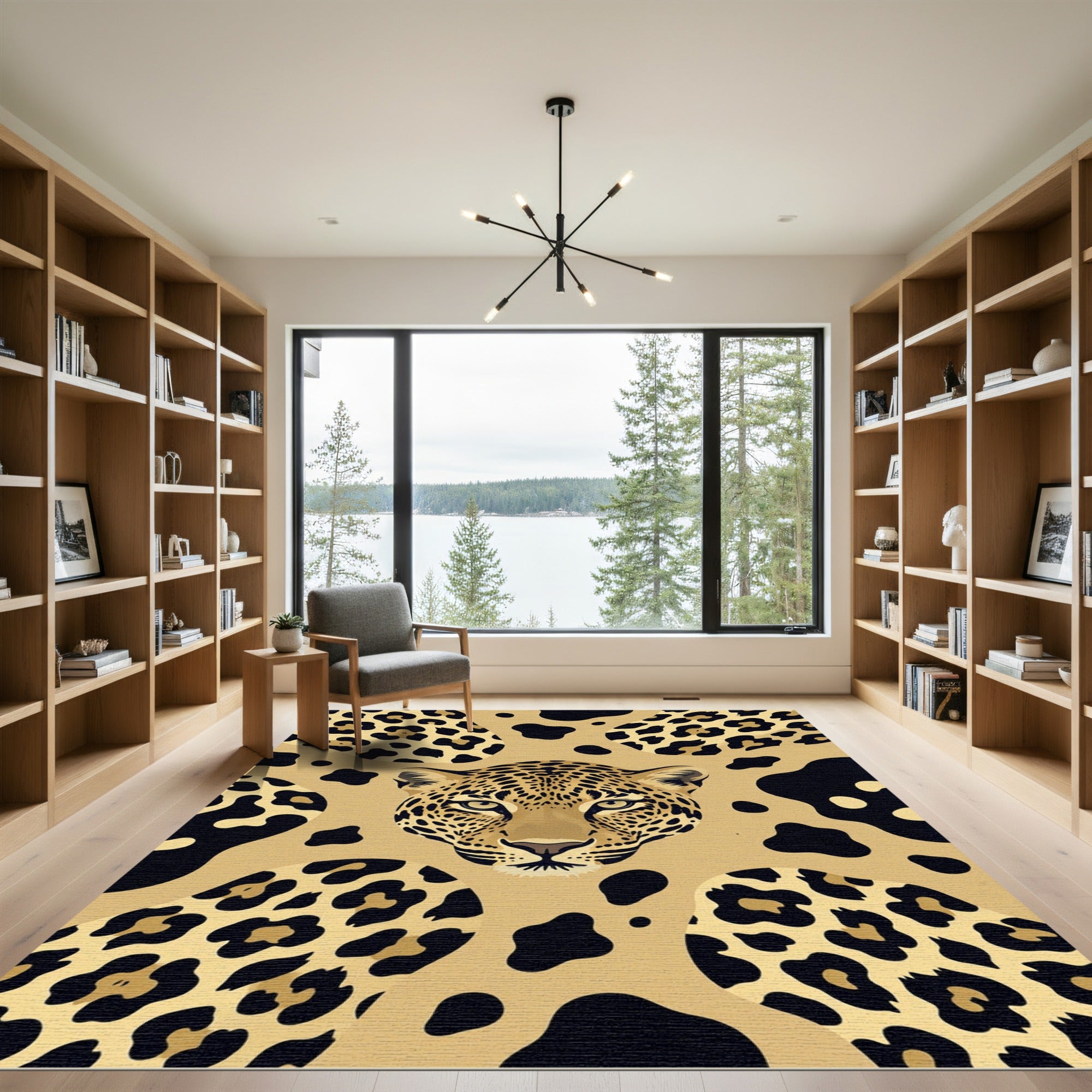 Exotic Leopard Head Animal Spot Rug