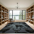 Majestic Black Deer Antler Arrangement Rug