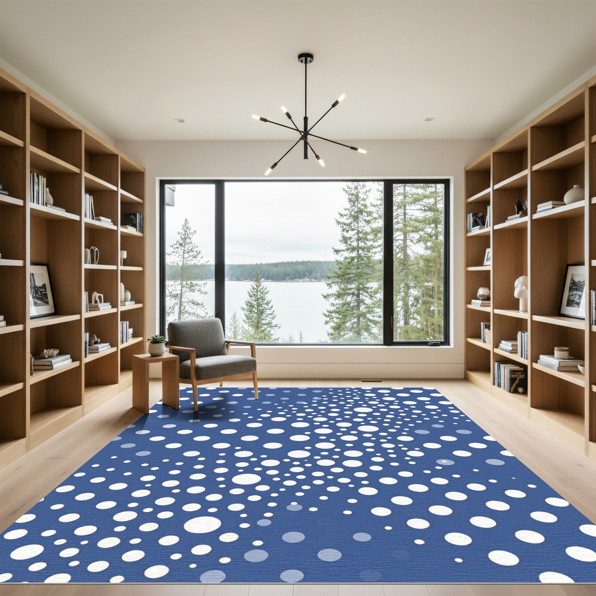 Deep Blue White Dot Cascade Rug