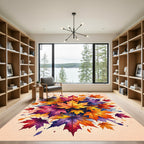 Autumn Maple Leaf Watercolor Swirl Rug