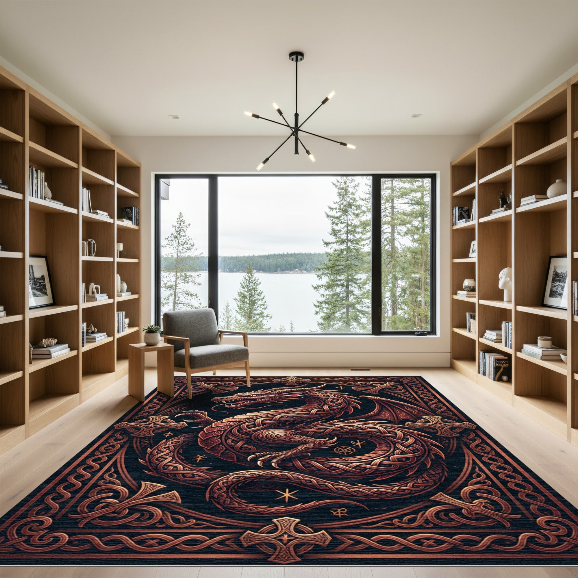 Celtic Bronze Dragon Knot Emblem Rug