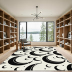 Black Crescent Moon Celestial Repeat Rug