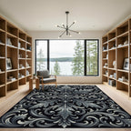 Ornate Silver Acanthus Scroll Rug