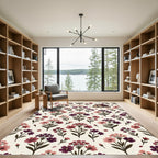 Vintage Botanical Cottage Blossom Garden Rug