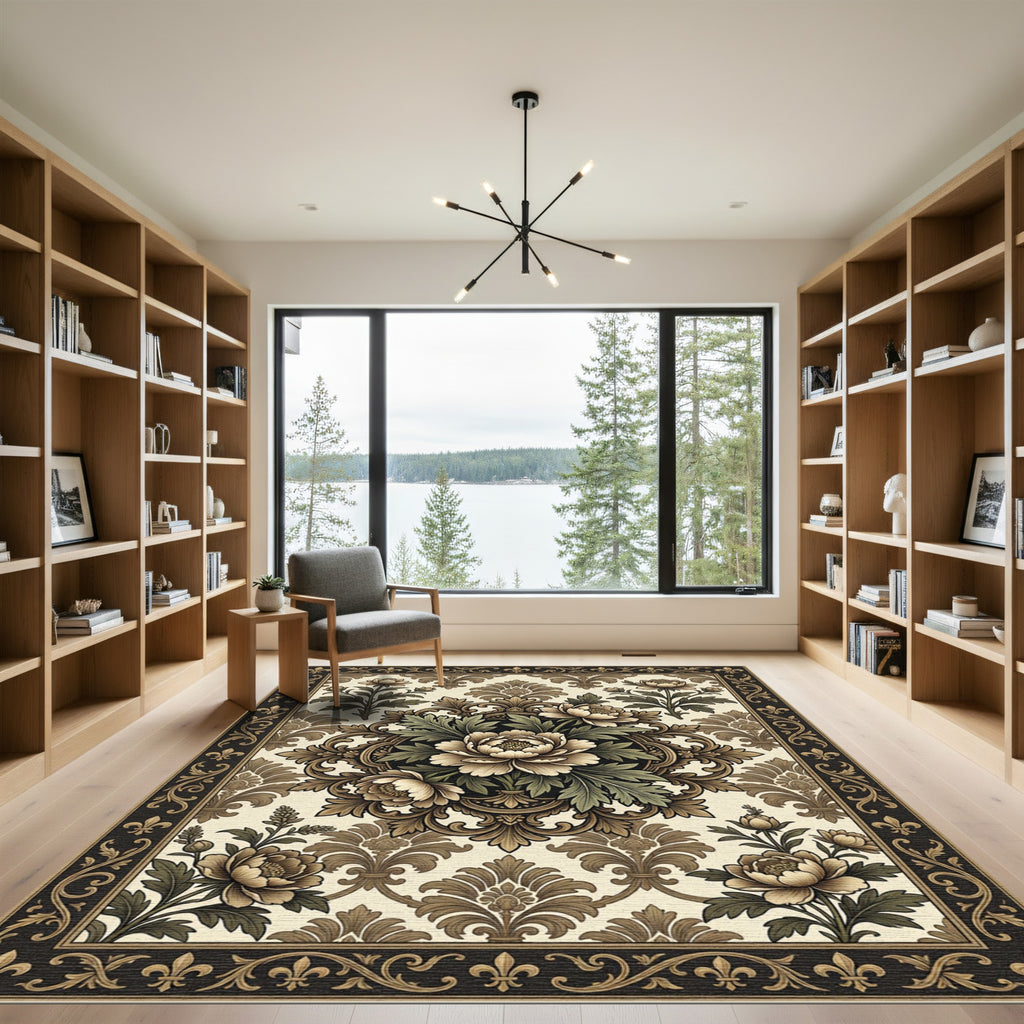 Vintage Floral Damask Flourish Medallion Rug