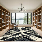 Dynamic Monochromatic Cityscape Brushstrokes Rug
